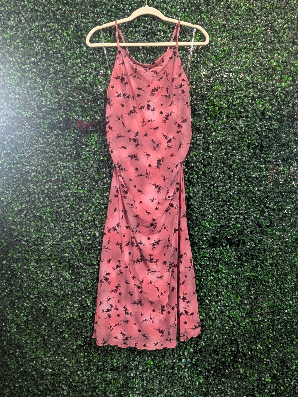 wild fable Rose Slip Midi Dress with Black Floral Print